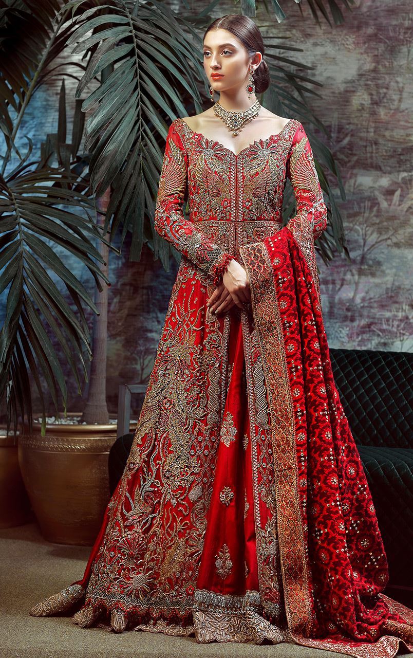 red dress design pakistani