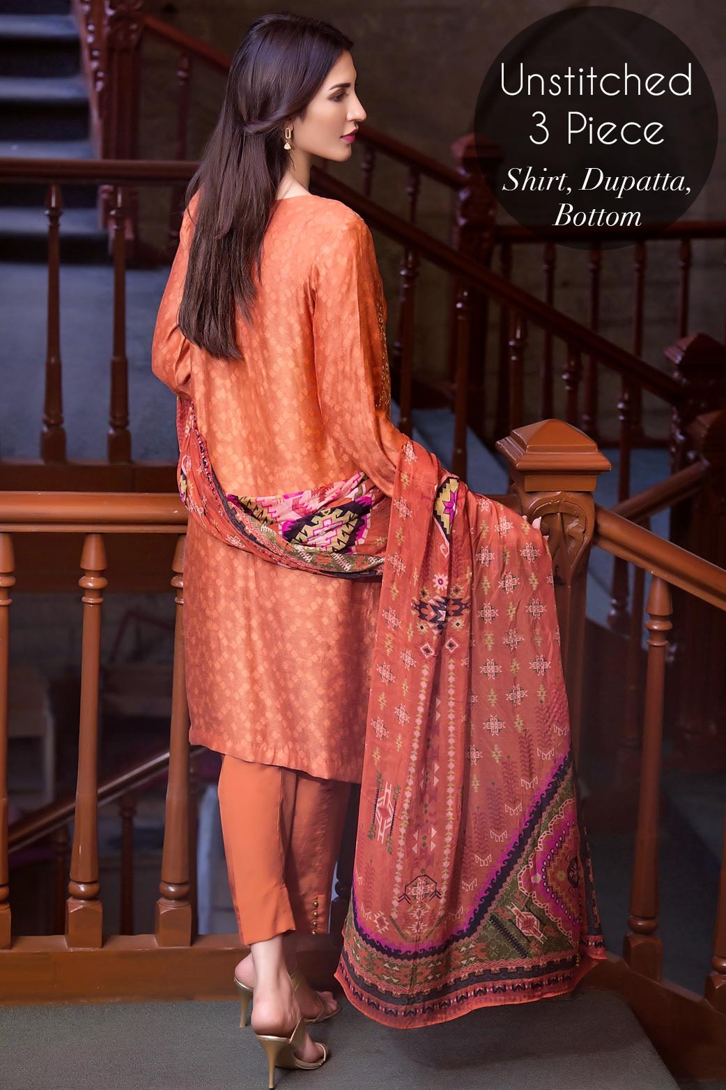 Unstitched 3 Piece Shirt, Dupatta and Trouser for Sale by Zeen Formal Collection