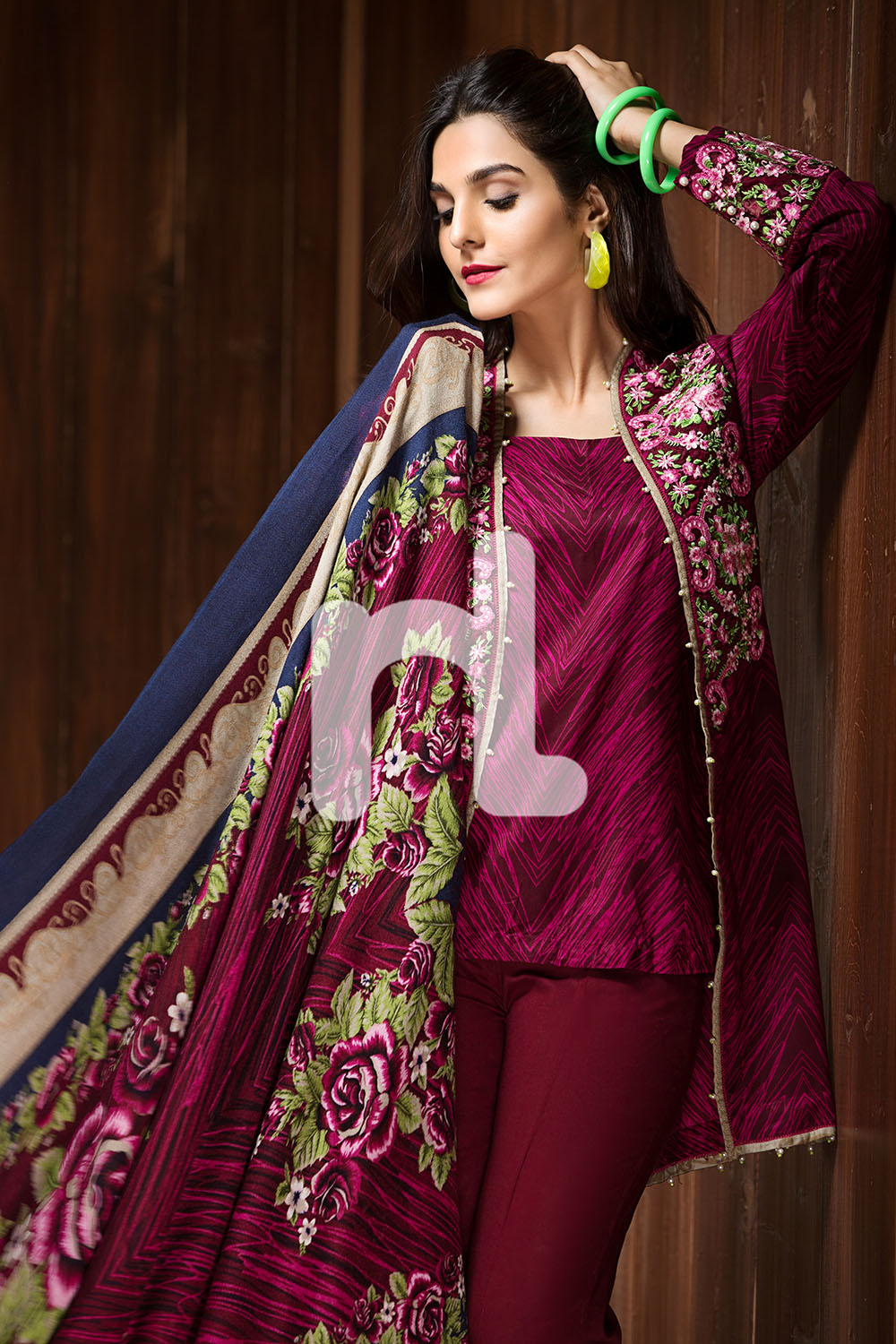 Red Color 3 Piece Linen Unstitched Pakistani Pret Wear Available For Shopping Online On Discount Rate At Sale By Nishat Linen Winter Collection 2019