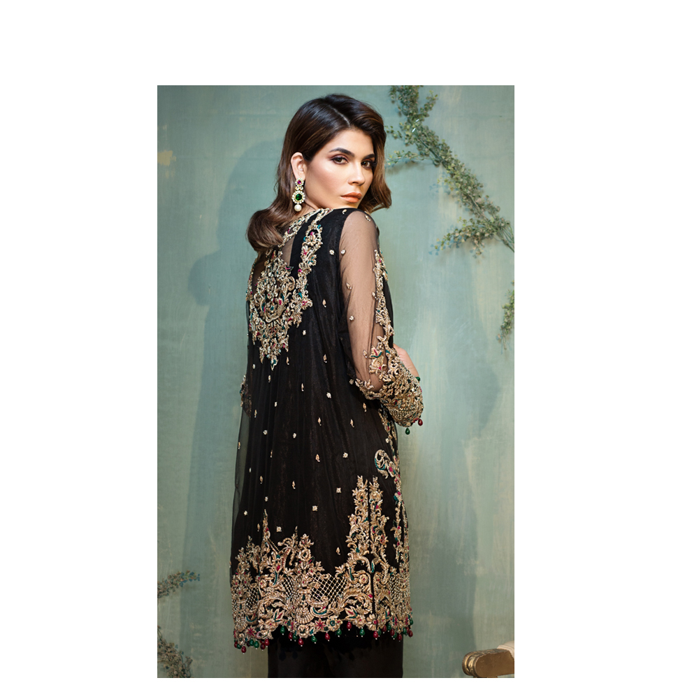 black and gold dress pakistani