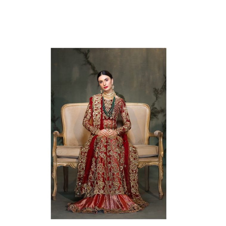 Beautiful Red & Gold Bridal Wear Silk & Net Pakistani Dress By Native Formal & Bridal Wear Collection 2017 Available For Free Shopping Online