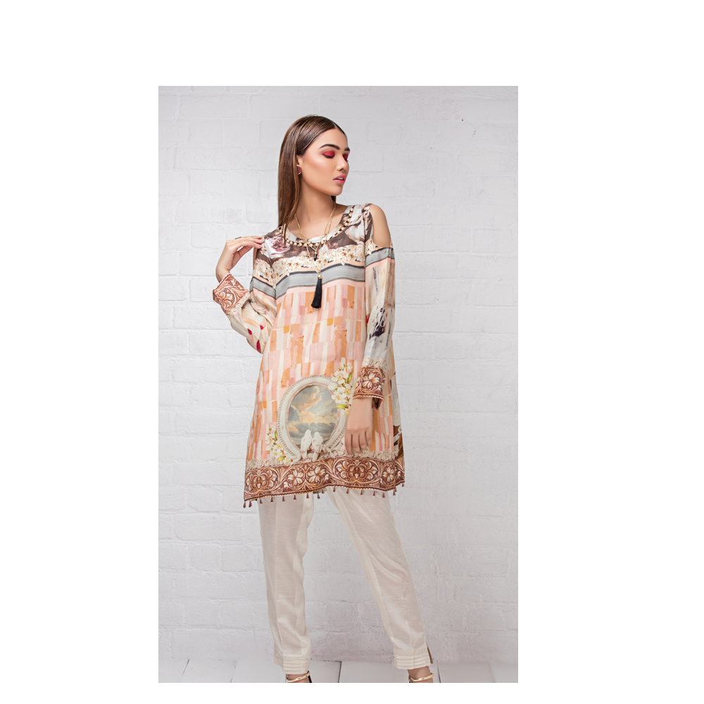 Elegant 2 Piece Grip Silk Designer Pakistani Ready to Wear Pret Dresses Online By Native.pk Winter Collection 2019