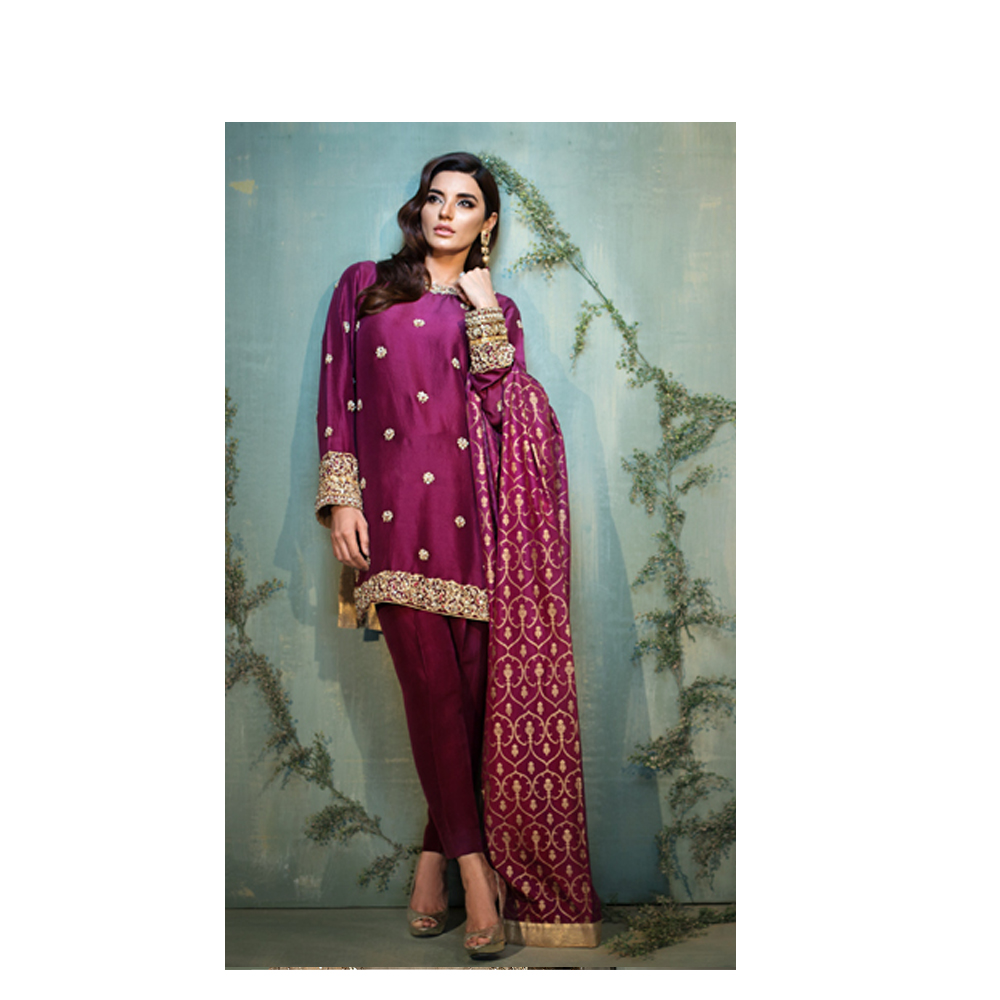 Plush Pakistani Ready to Wear Pret Dresses Online Luxury Designer 3 Piece Wine Suit by Native.pk Formal & Bridal Collection 2019