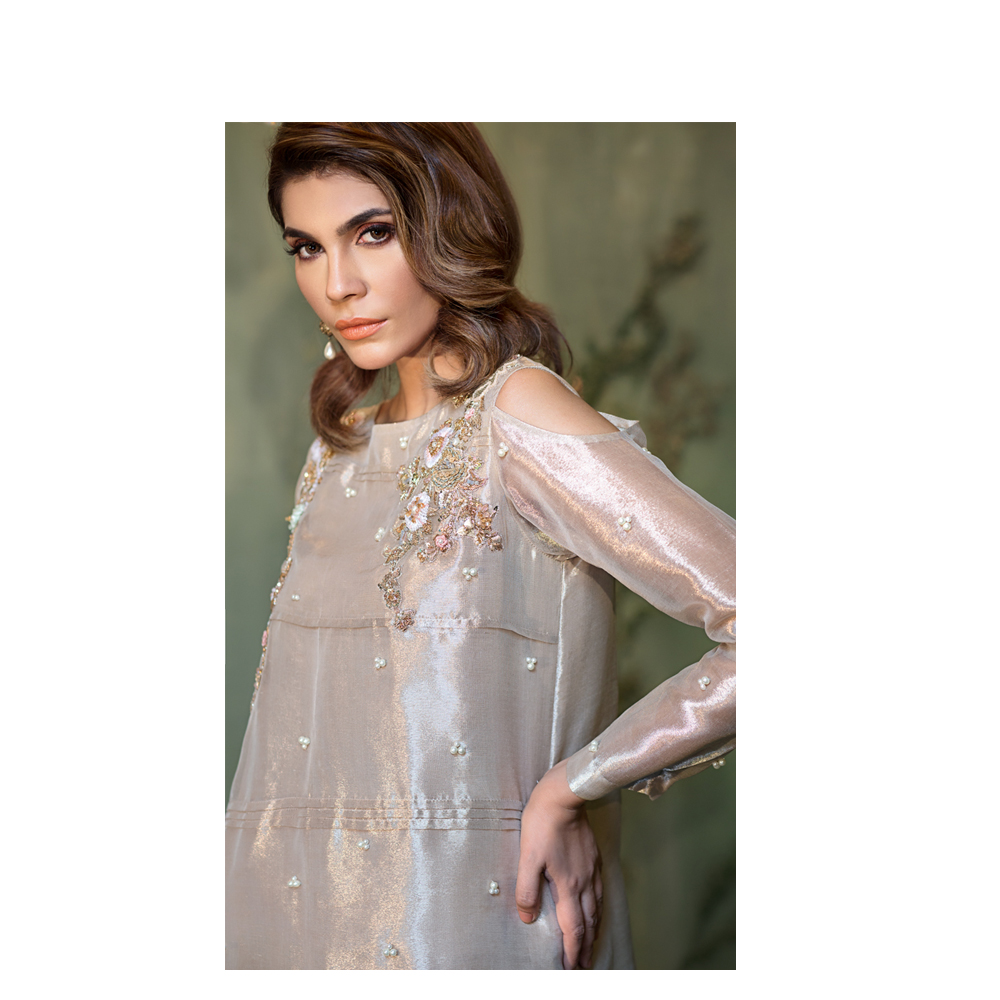 Rosegold 2 Piece Tissue Pakistani Ready to Wear Pret Dresses Online by Native.pk Winter Collection 2019