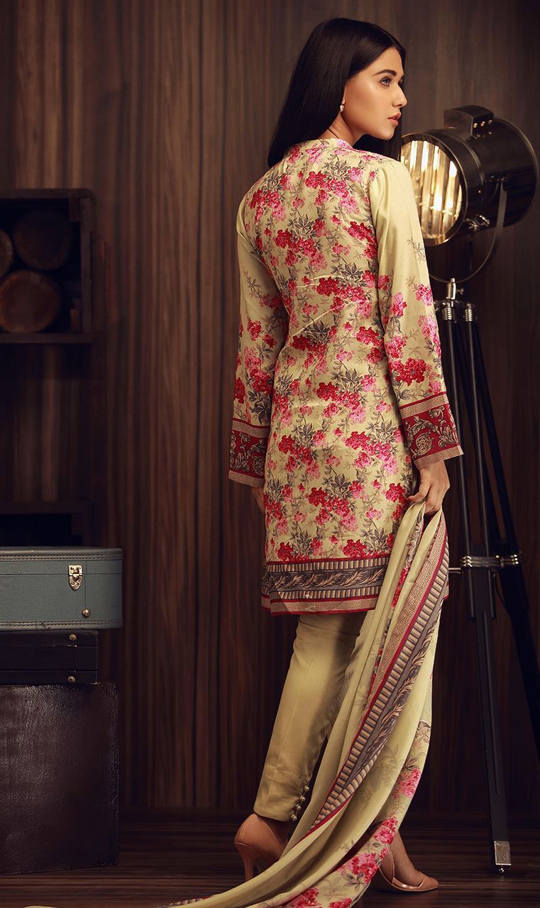 Pretty Cream Stylish 3 Piece Unstitched Pakistani pret wear Dress Available  by Orient Textile casual clothing 2019 – Online Shopping in Pakistan