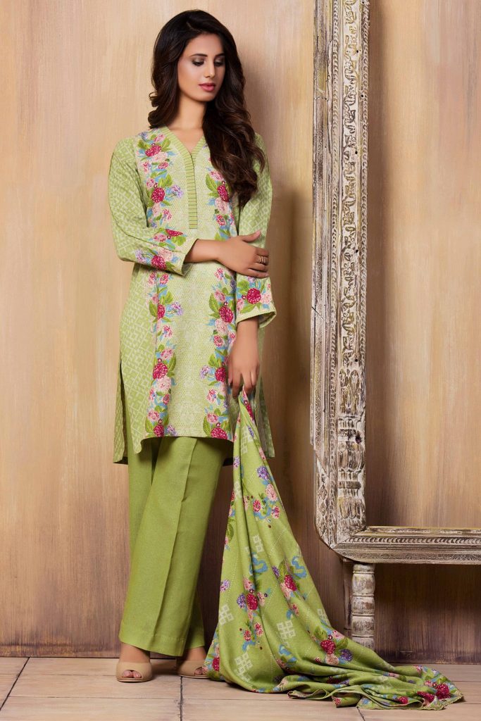 Green 3 Piece Unstitched Pakistani Pret Wear By Kayseria Collection ...