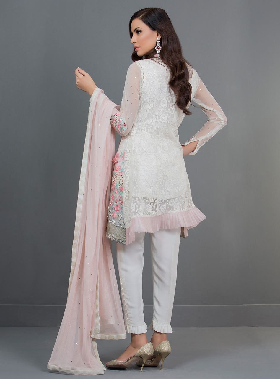 Ivory blossom  3 piece ready to wear dress available online by Zainab Chottani luxury collection 2019