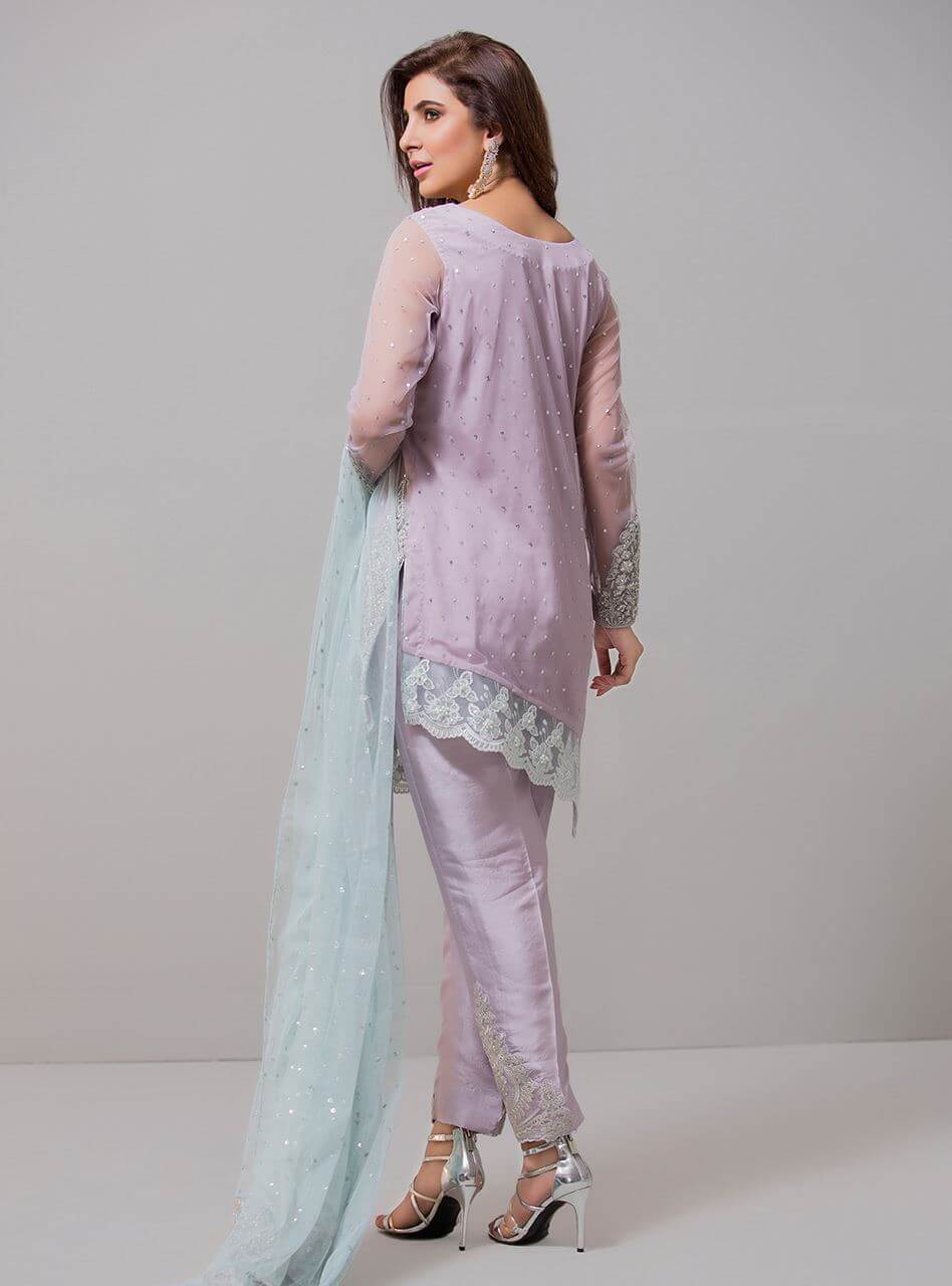 Lilac and ice blue pret wear party wear dress by by Zainab Chottani luxury 2019