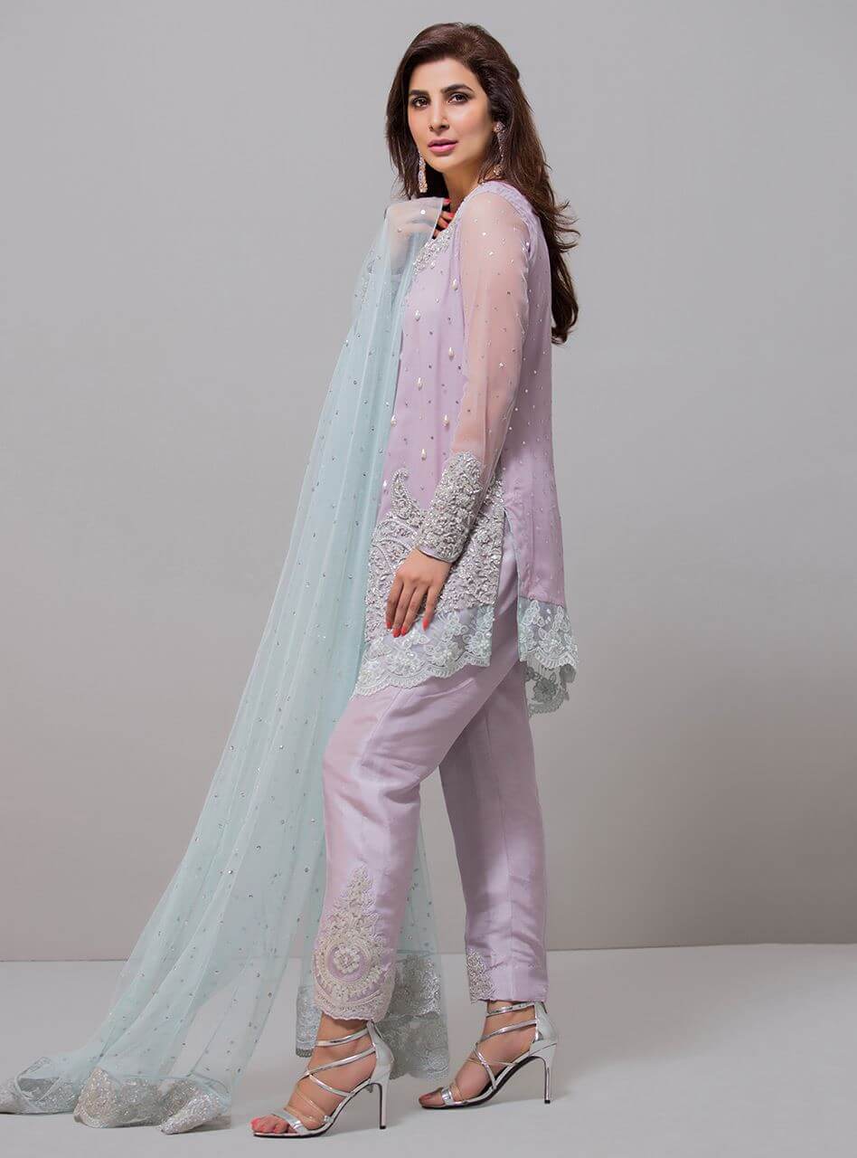 Lilac and ice blue pret wear party wear dress by by Zainab Chottani luxury 2019