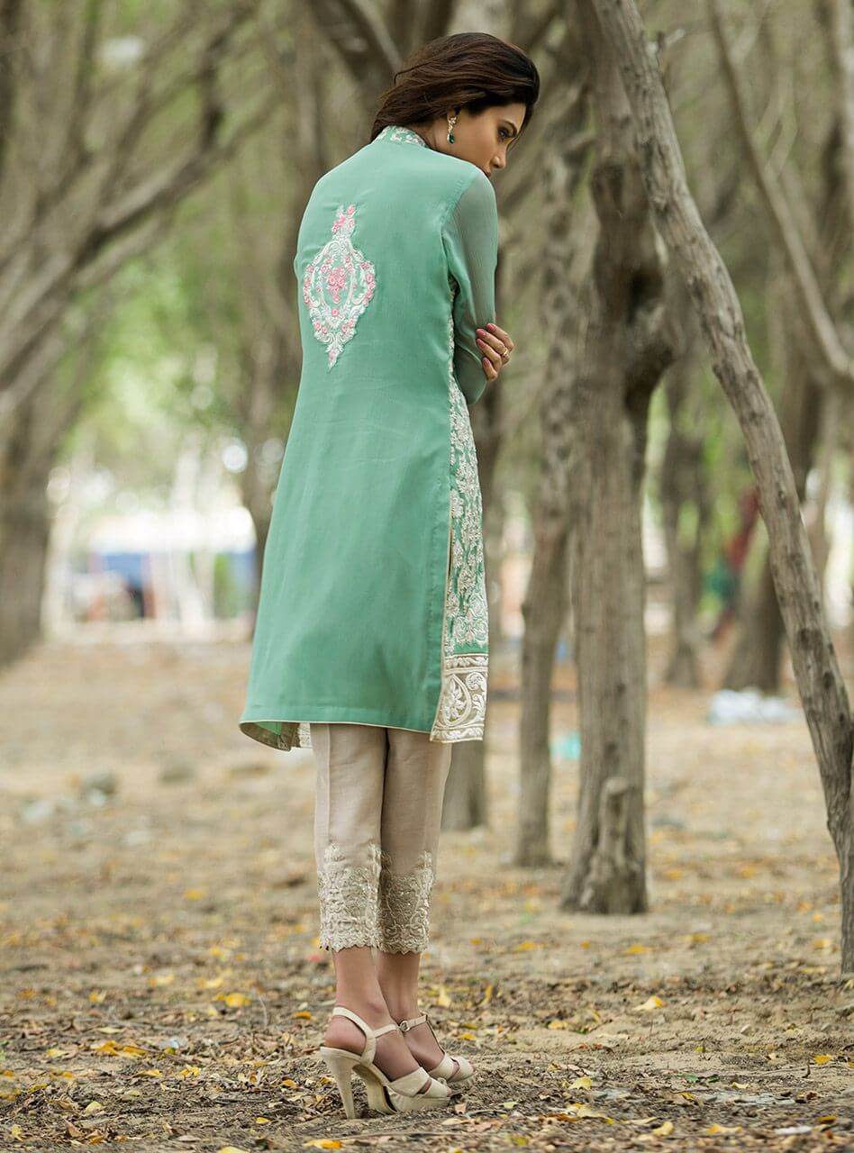 Mint Ready to Wear Chiffon Dress by Zainab Chottani Luxury Casual Wear Collection 2019 online