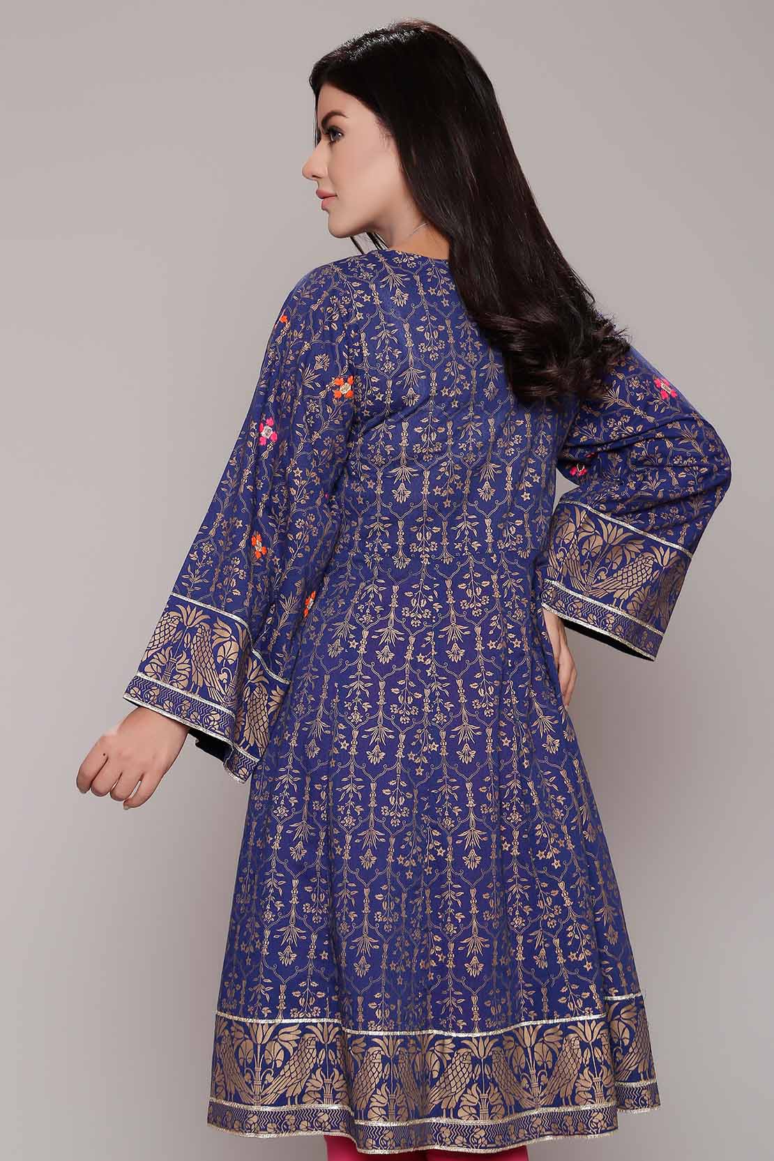 Mughal chatta blue pret wear top by Rang ja pret wear collection 2018
