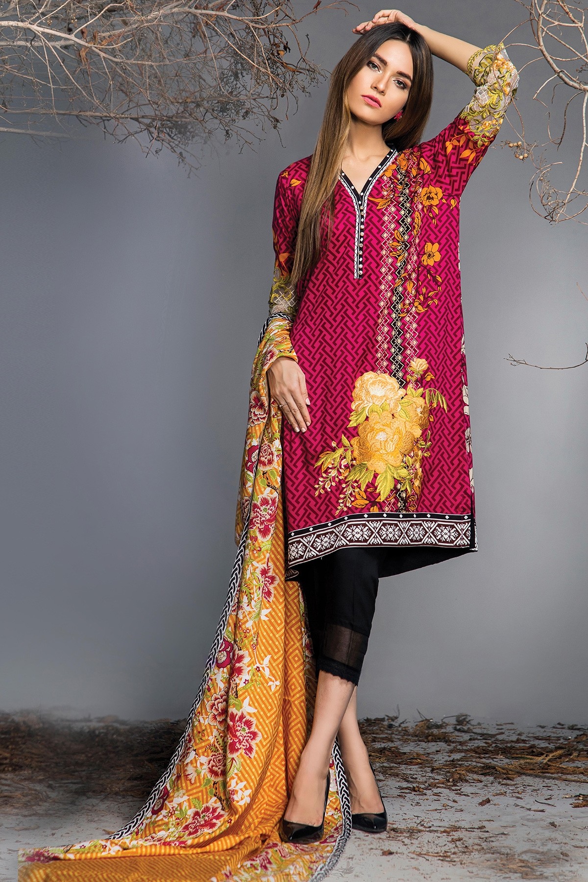 Red 3 piece unstitched dress available online by Alkaram studio online – Online Shopping in Pakistan
