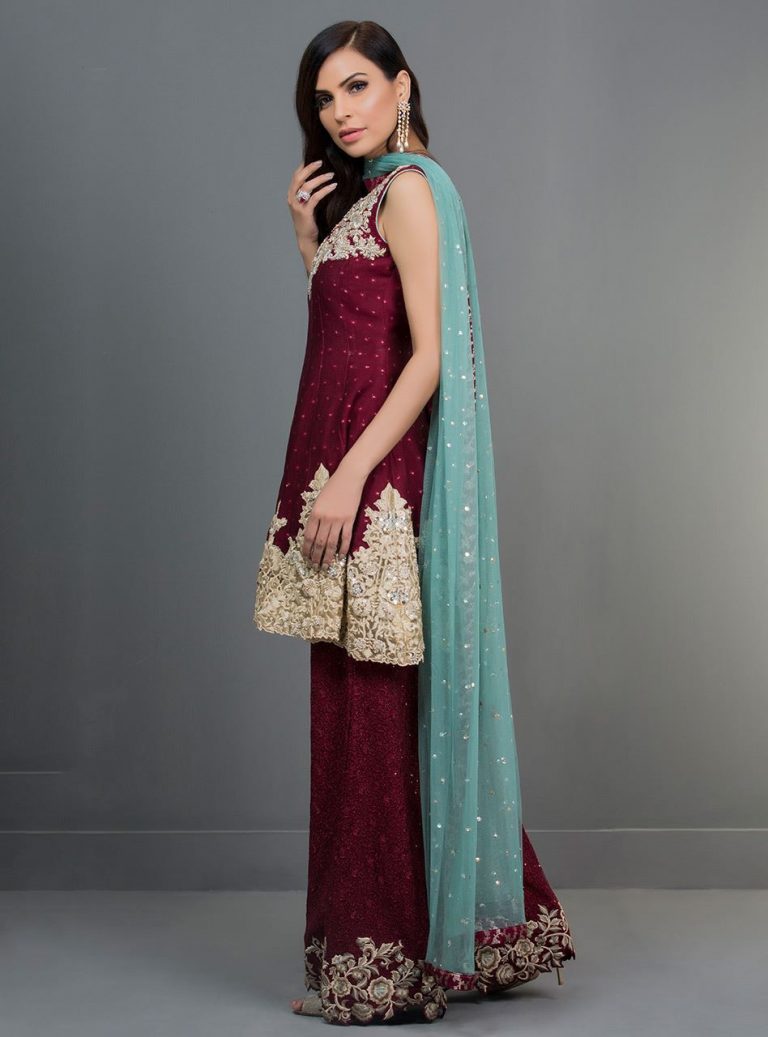 wine red colour frock