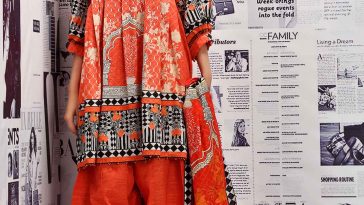 Beautiful orange unstitched 3 piece dress by Warda suits collection 2018Beautiful orange unstitched 3 piece dress by Warda suits collection 2018