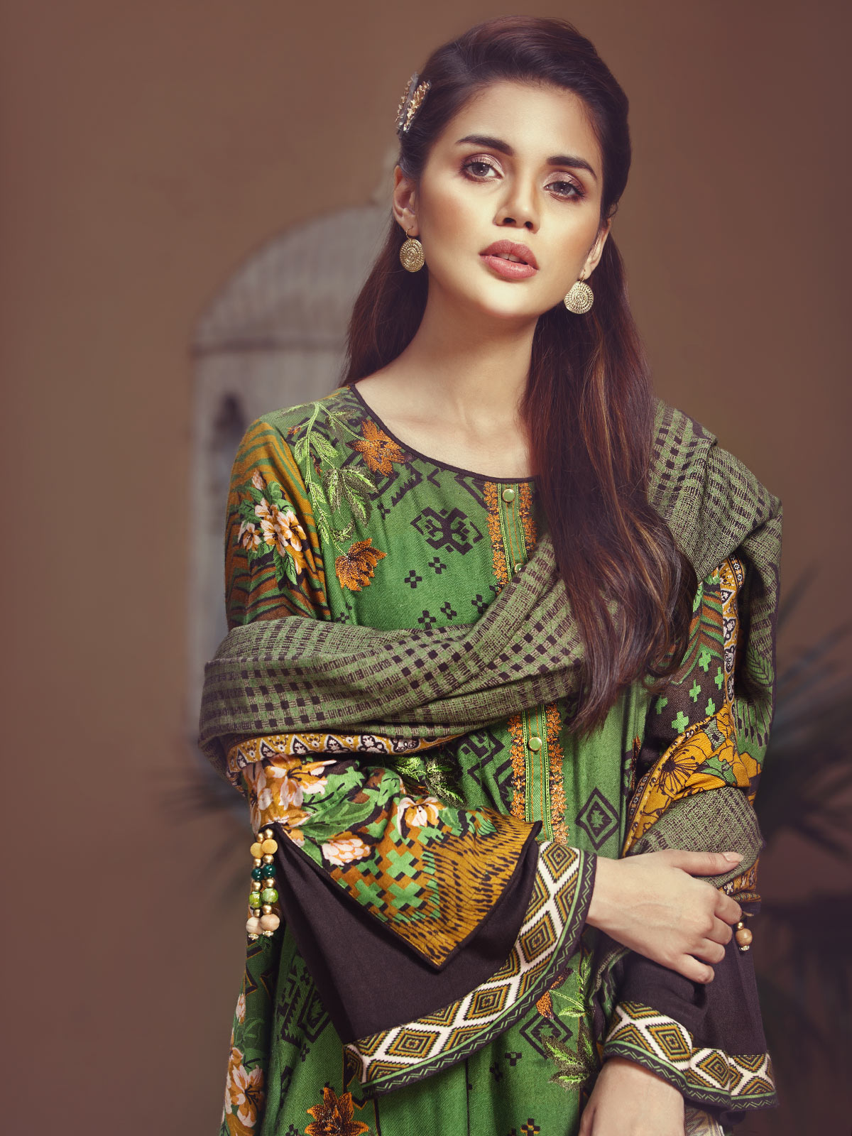Beautiful unstitched green dress by Eden Robe Office wear collection 2019