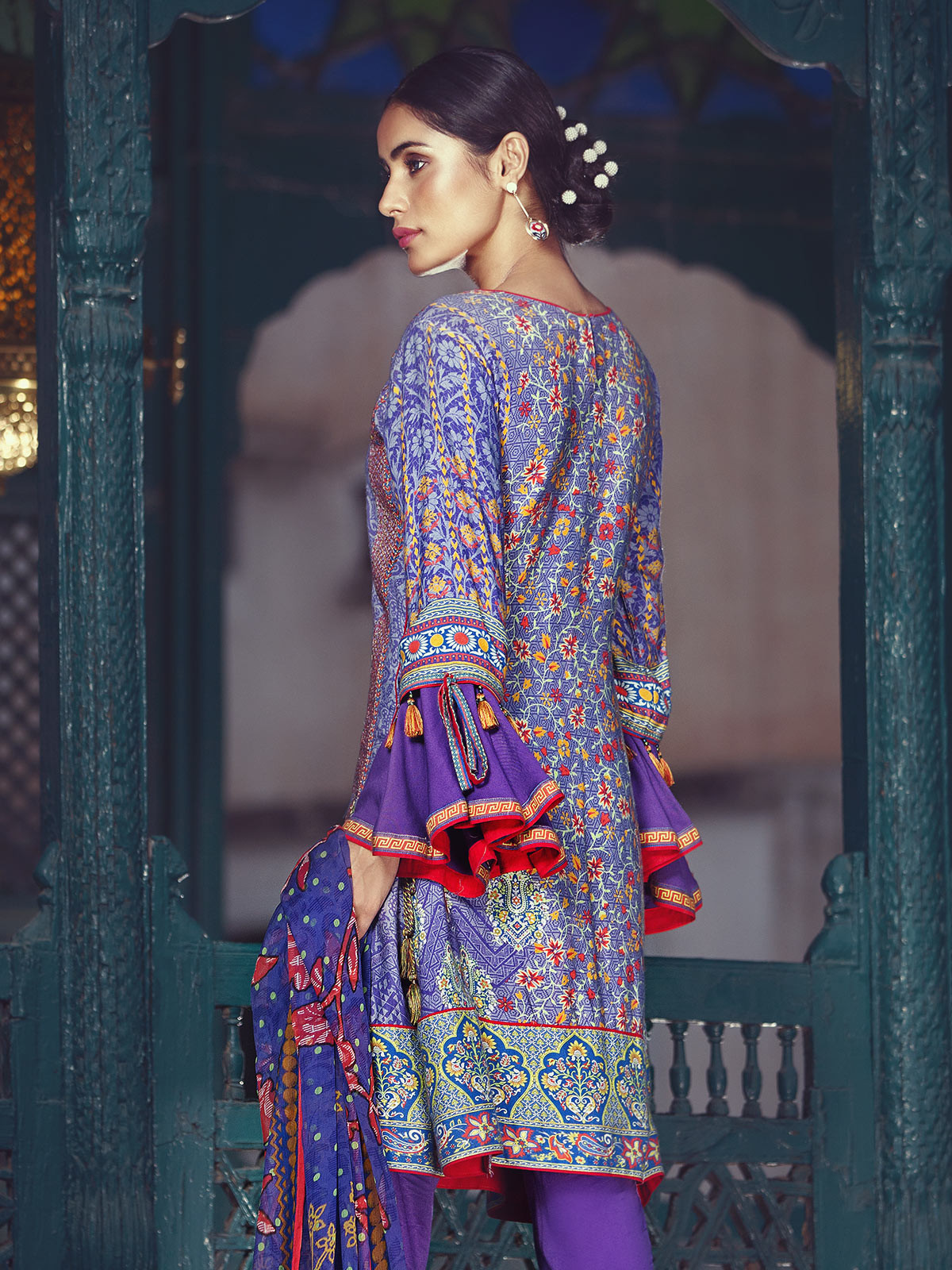 Embroidered purple unstitched pret dress by Eden Robe unstitched dresses collection 2019