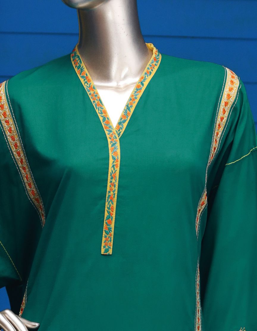 Green embroidered pret wear kurti by Junaid Jamshed office wear 2018