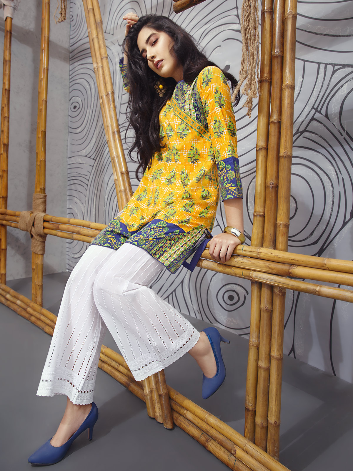 Pretty yellow ready to wear shirt by Eden Robe ready to wear kurti collection 2019