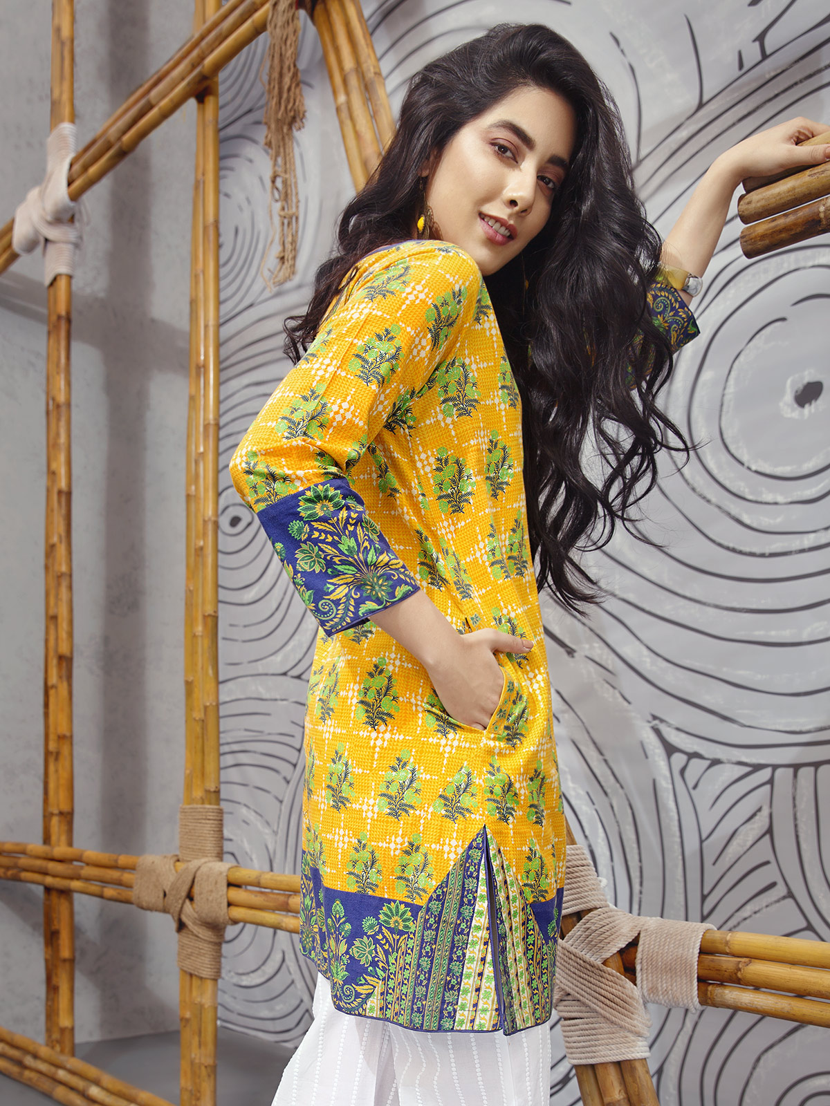 Pretty yellow ready to wear shirt by Eden Robe ready to wear kurti collection 2019