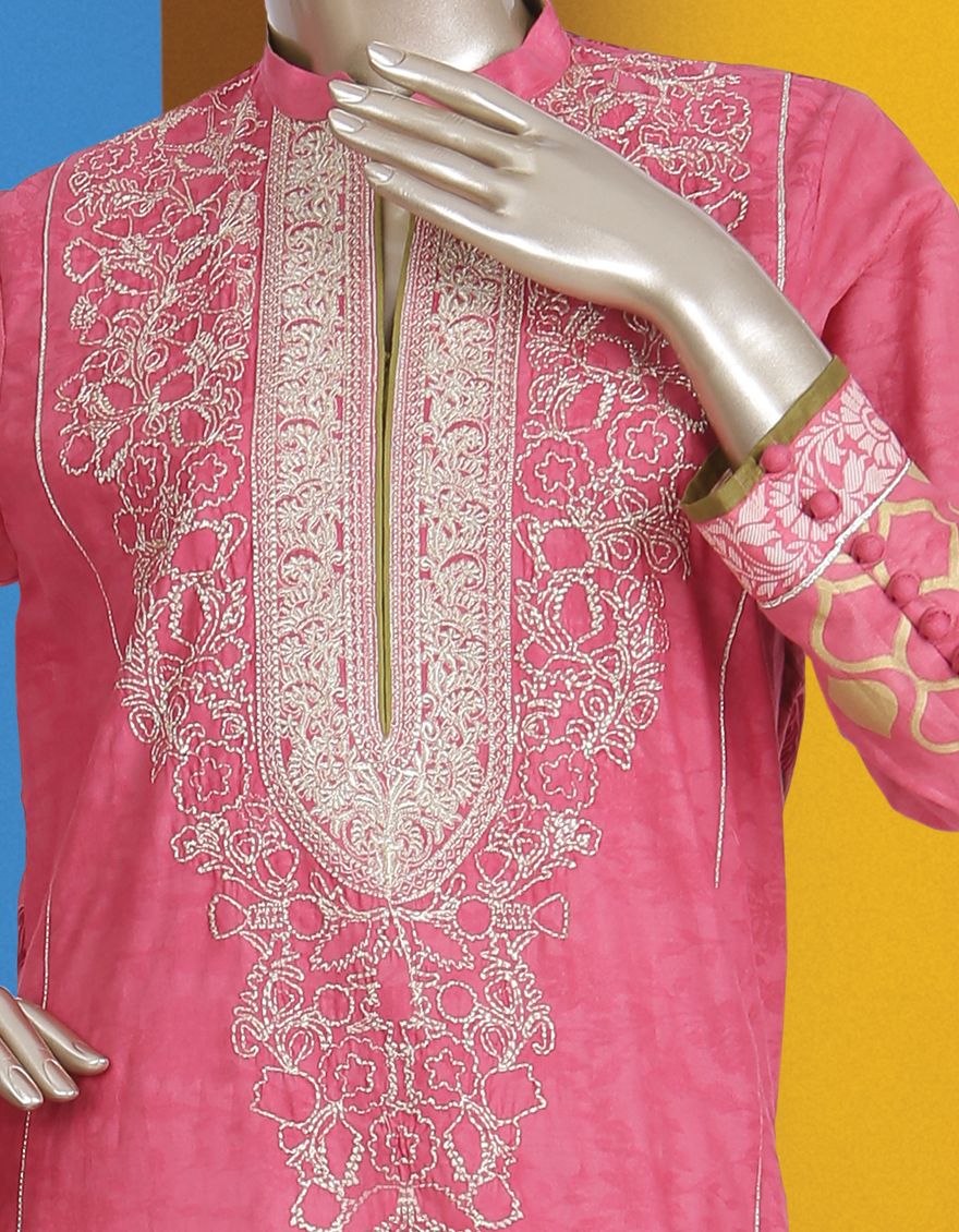 Tea pink 3 piece stitched dress by Junaid Jamshed clothes 2018