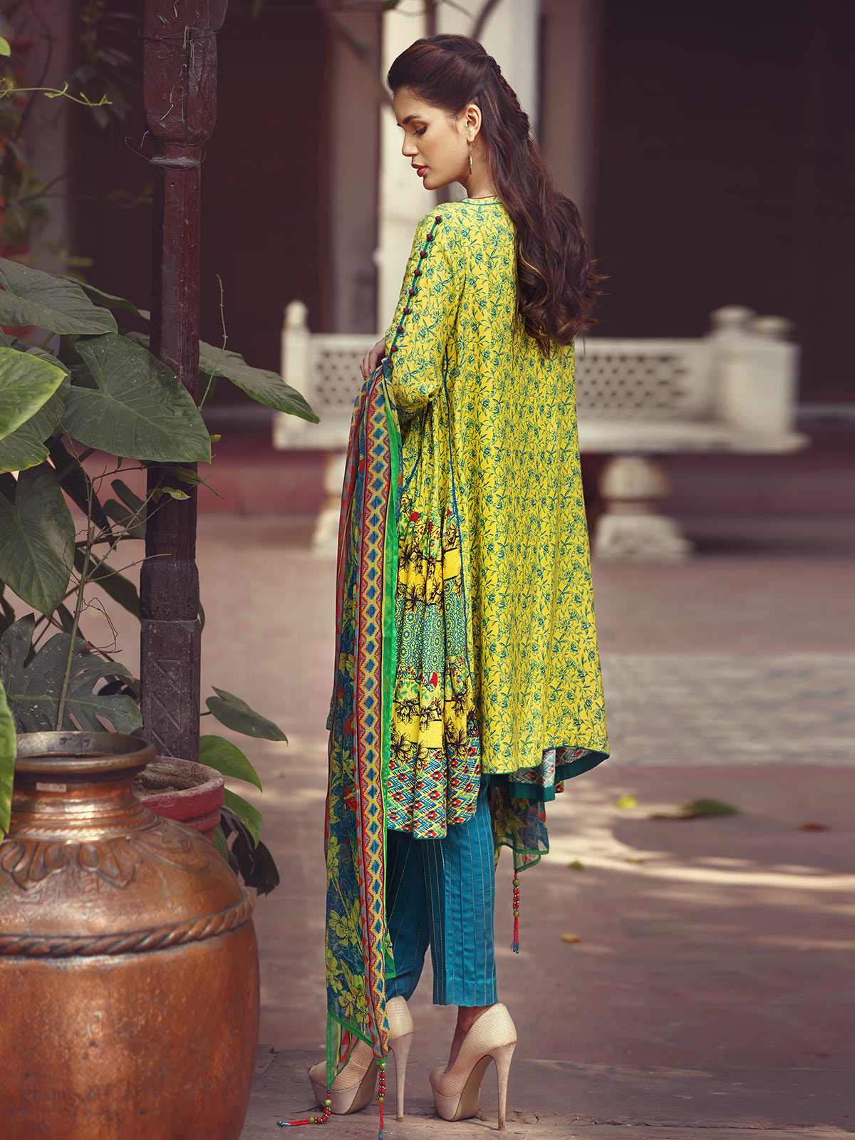 Viscose embroidered green unstitched 3 piece dress by Eden Robe viscose collection 2019