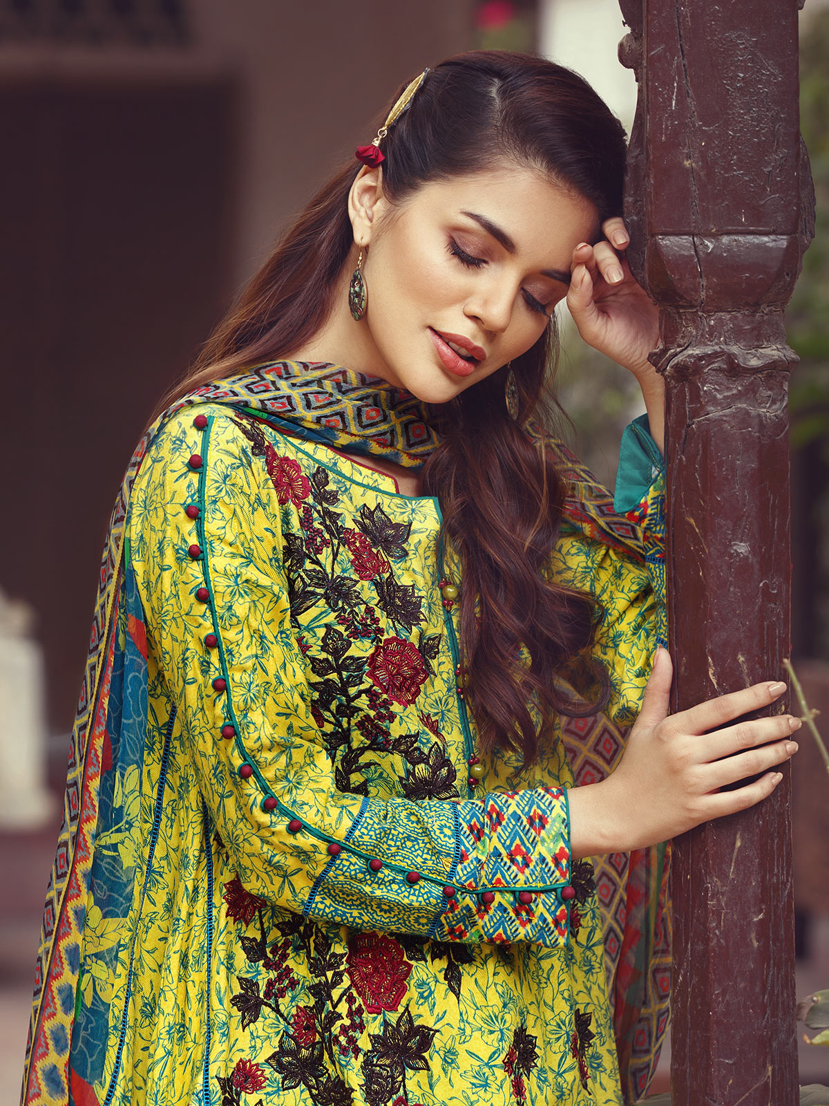 Viscose embroidered green unstitched 3 piece dress by Eden Robe viscose collection 2019