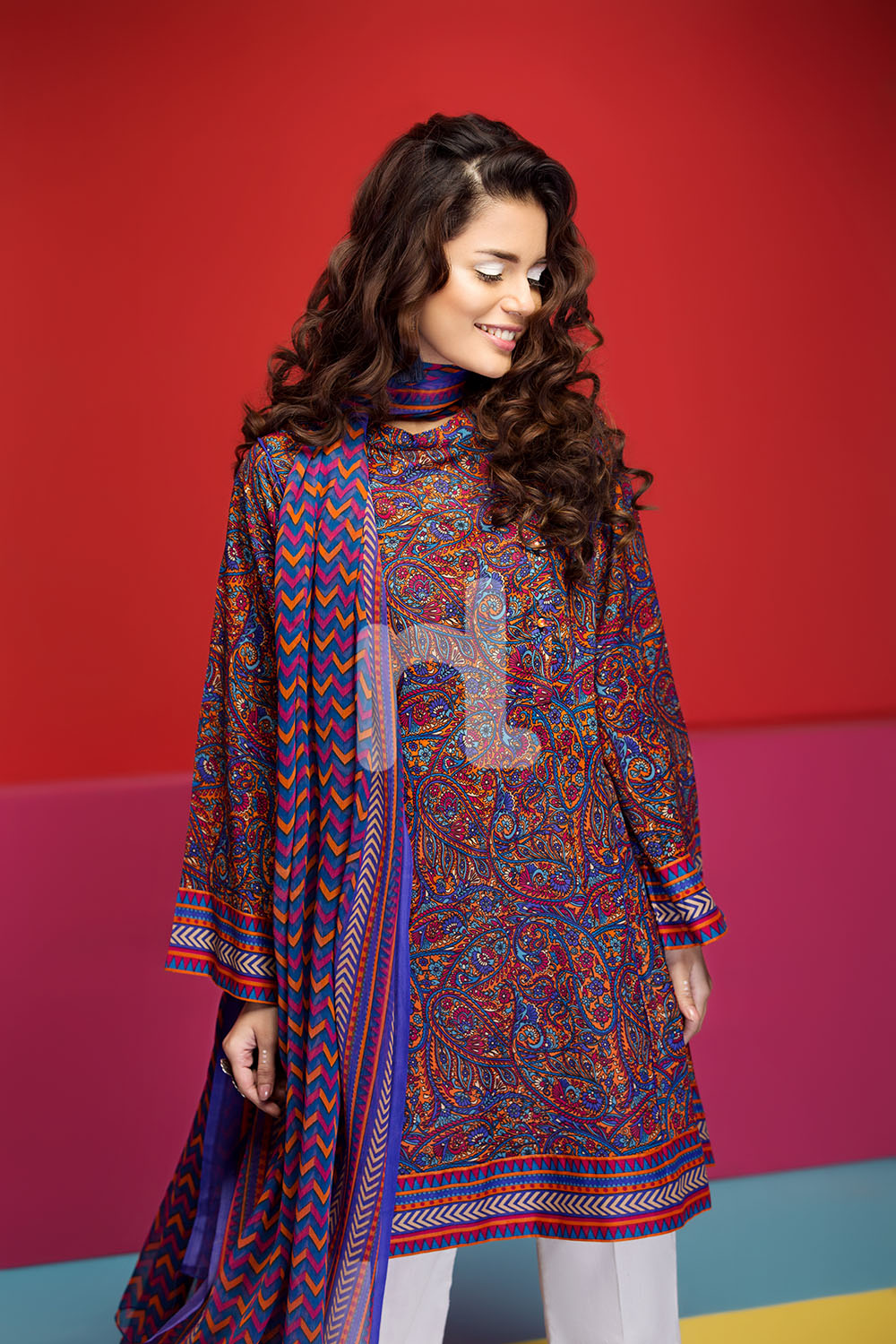 Beautiful 2 piece blue unstitched dress by Nishat Linen spring summer collection