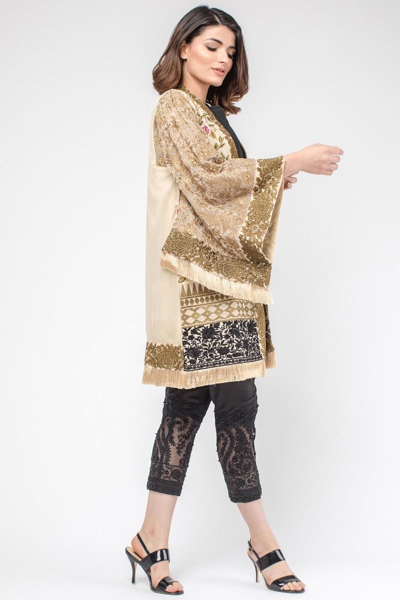 Beige embroidered stitched jacket by khaadi jacket collection 2019