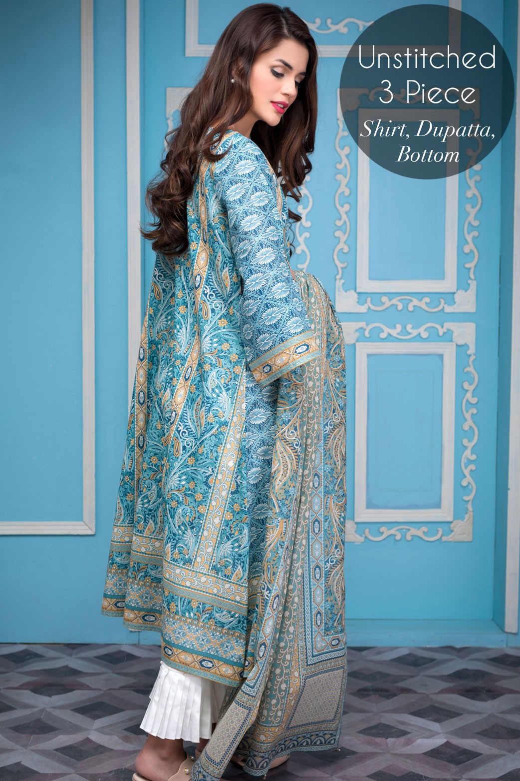 Get this ravishing digital printed Pakistani unstitched dress at a best price by Zeen Cambridge lawn collection 2019