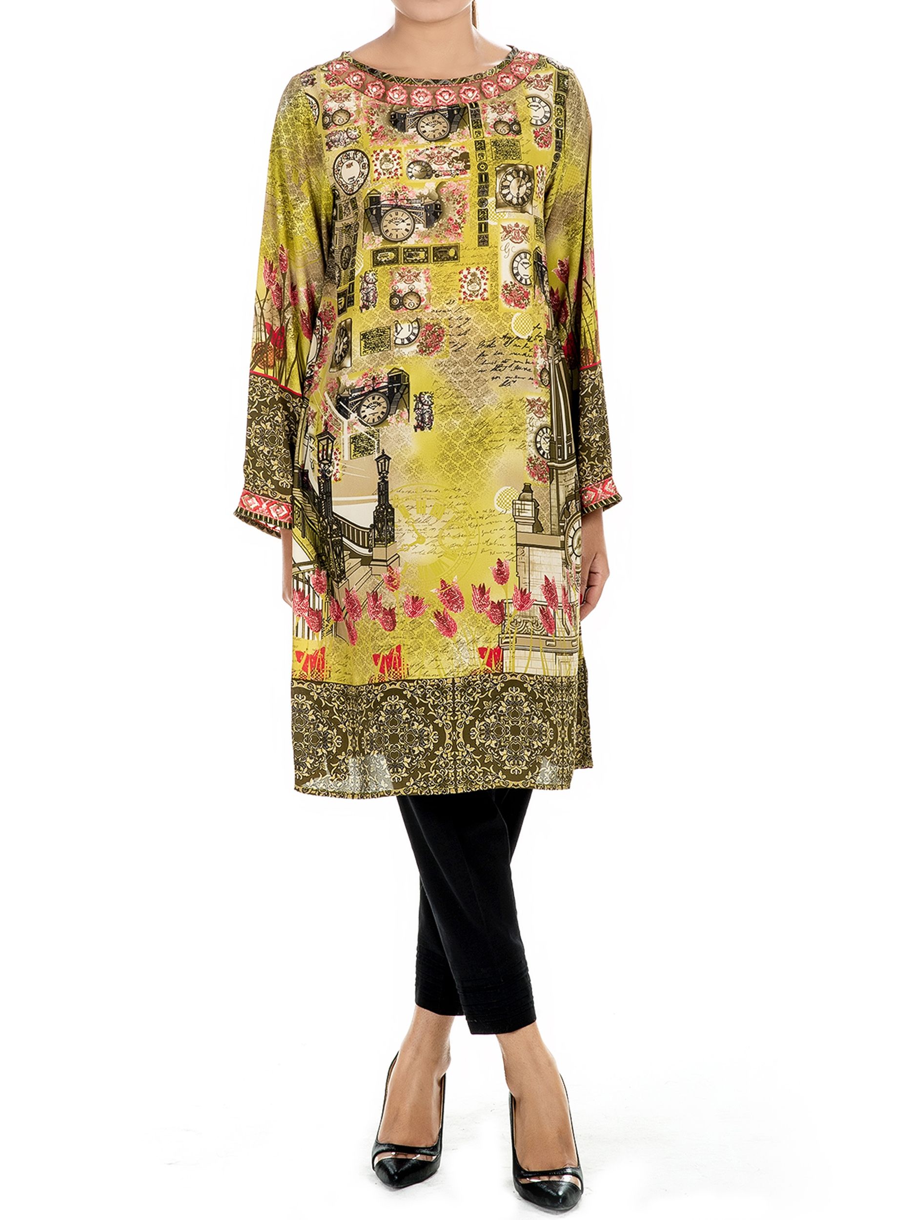 Printed grip shirt in green by lime light kurti collection 2019