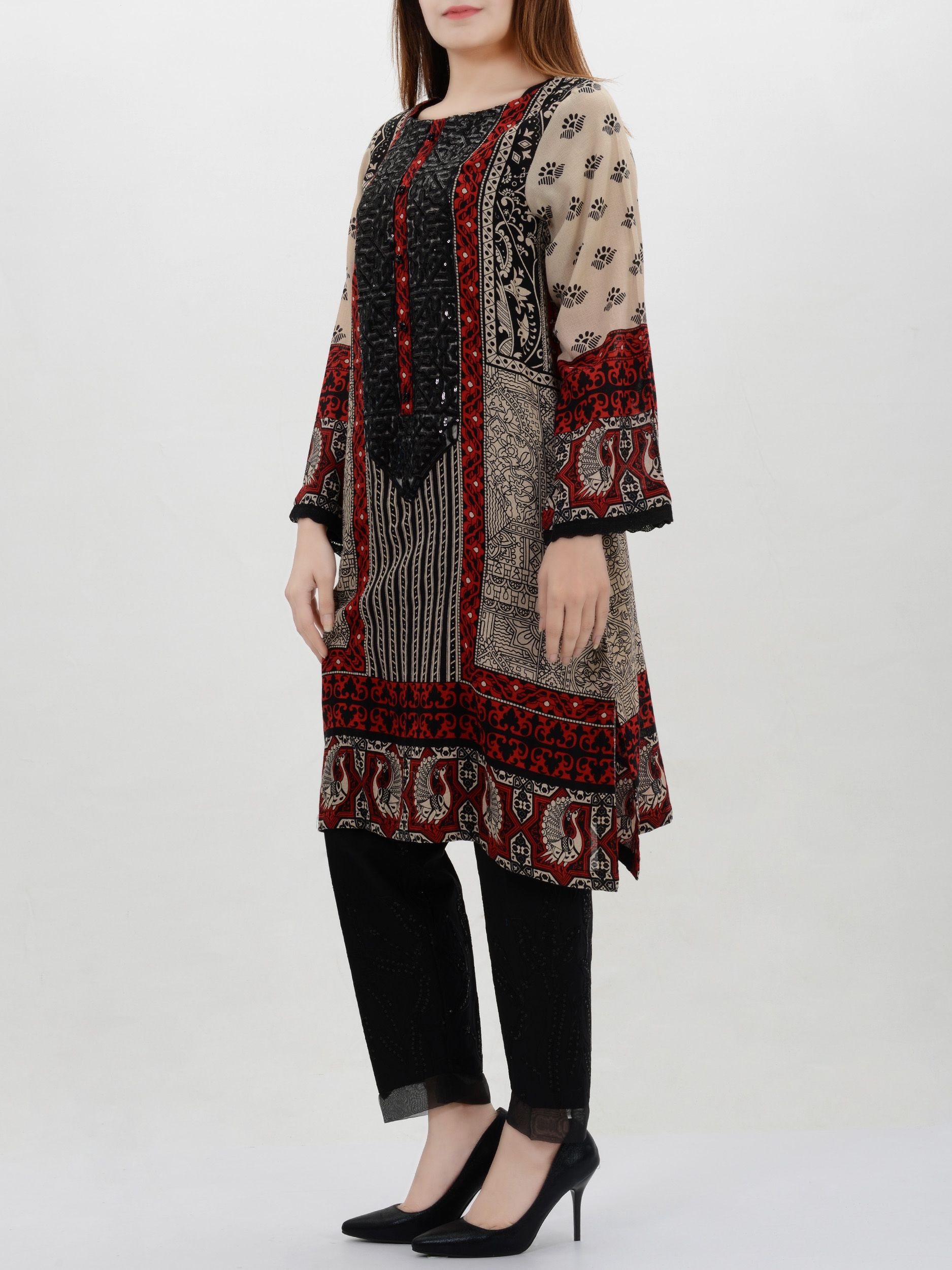 Stitched skin jacquard shirt by lime light winter collection 2019