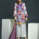 Blue unstitched digital printed dress by Nimsay spring collection 2019