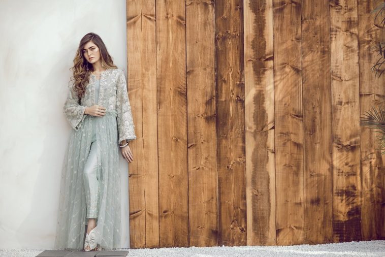2 piece stitched pret wear organza dress by Suffuse by Sana Yasir semi formals 2018