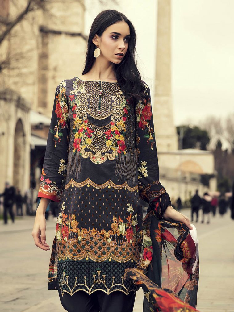 black embroidered dresses pakistani
