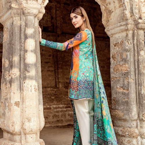 A graceful unstitched 3 piece embroidered lawn dress by Panache lawn collection 2019 in Orange color to make your day refreshing and happy