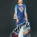 Beautiful blue stitched 3 piece pret wear Nimsay ready to wear collection 2019