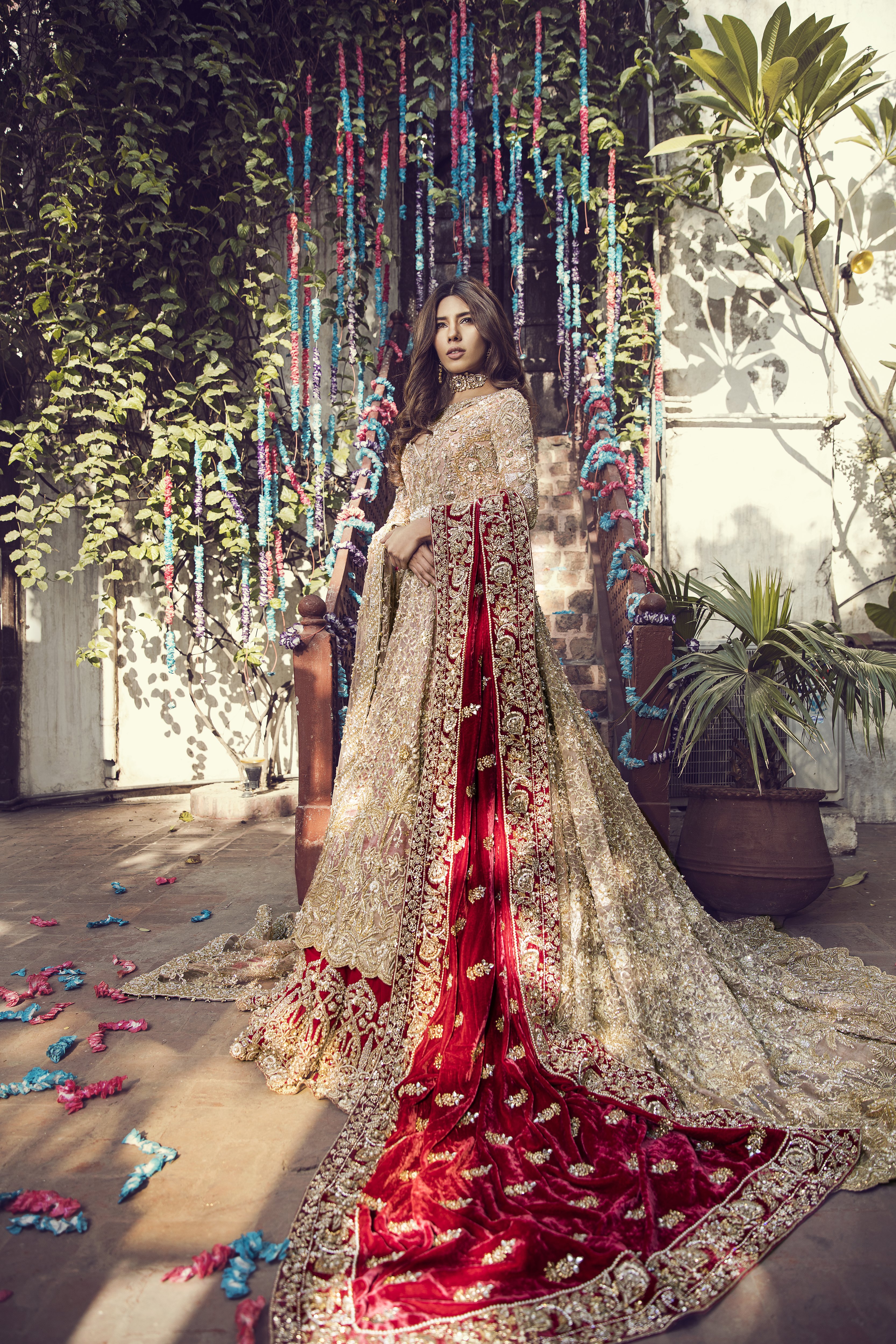 Beautiful heavily embroidered Pakistani bridal dress by Suffuse by Sana Yasir