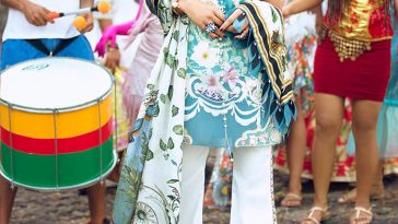 Buy Elan Unstitched Blue Lawn Pakistani Suit 2019