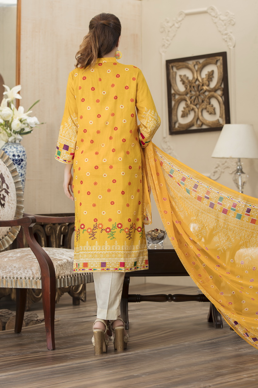 Buy this Chiffon pret wear unstitched embroidered dress at a best price of available for online shopping by Aiman Fahad Embroidered Chiffon Collection 2018