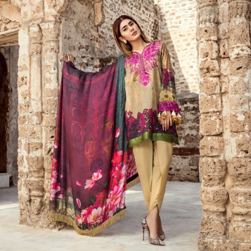 Buy this beautiful embroidered lawn dress available at a reasonably good price by Panache 3 piece spring collection 2019