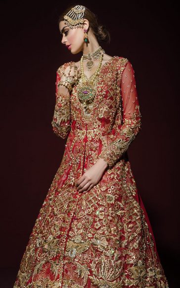 Beautiful Red Desi Pakistani Dress By Pakistani Bridal Fashion Designer Online Shopping In 