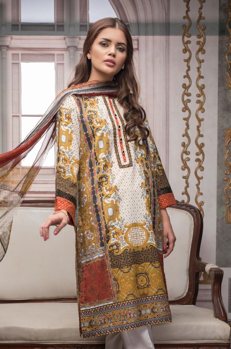 Buy this elegant embroidered pret lawn dress available at all online and off line stores by Zeen women pret collection 2019