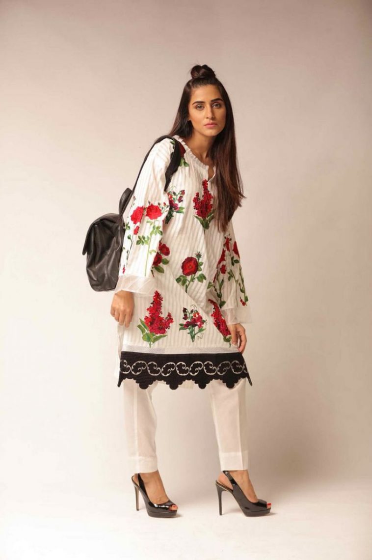 Buy this elegant embroidered pret wear lawn dress at a best price by Nimsay embroidered collection 2019