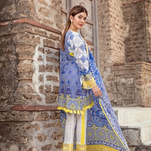 Buy this lawn pret casual wear unstitched dress at a best price of available for online shopping by Panache casual spring collection 2019