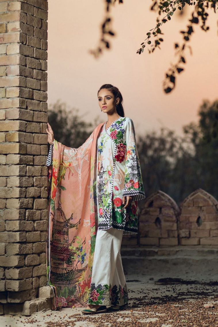 Classic Pink pret unstitched Pakistani pret wear by Nishat 3 piece collection 2018