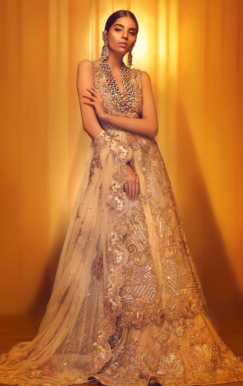 Embellished god asian wedding outfit by Pakistan fashion designers bridal wear