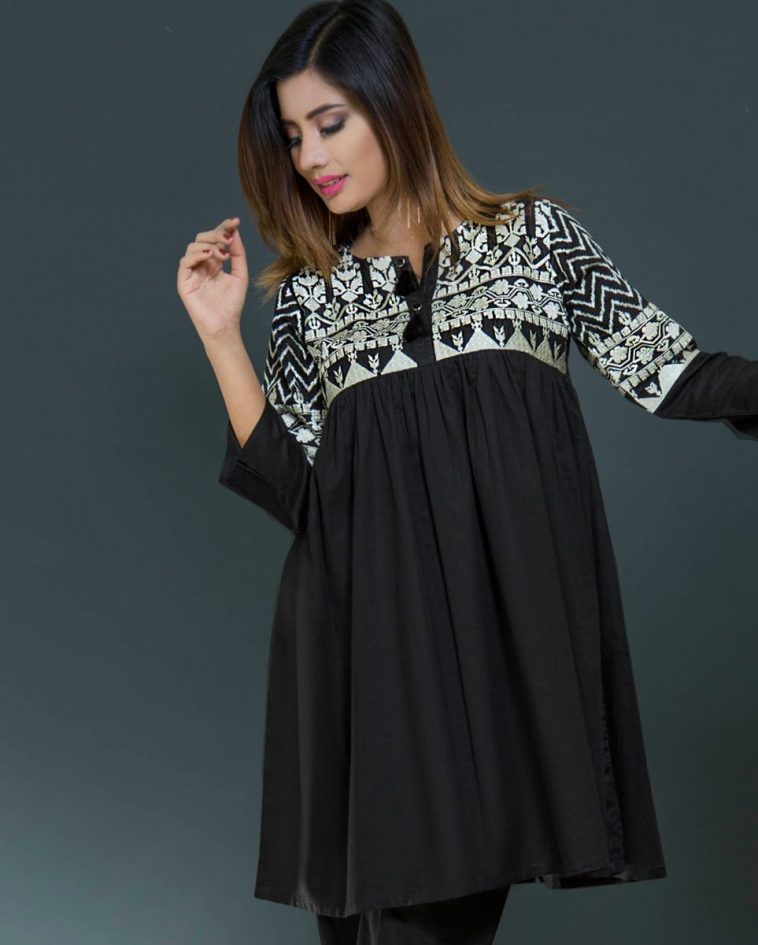 Graceful black ready to wear pret kurti by Nimsay spring collection 2019