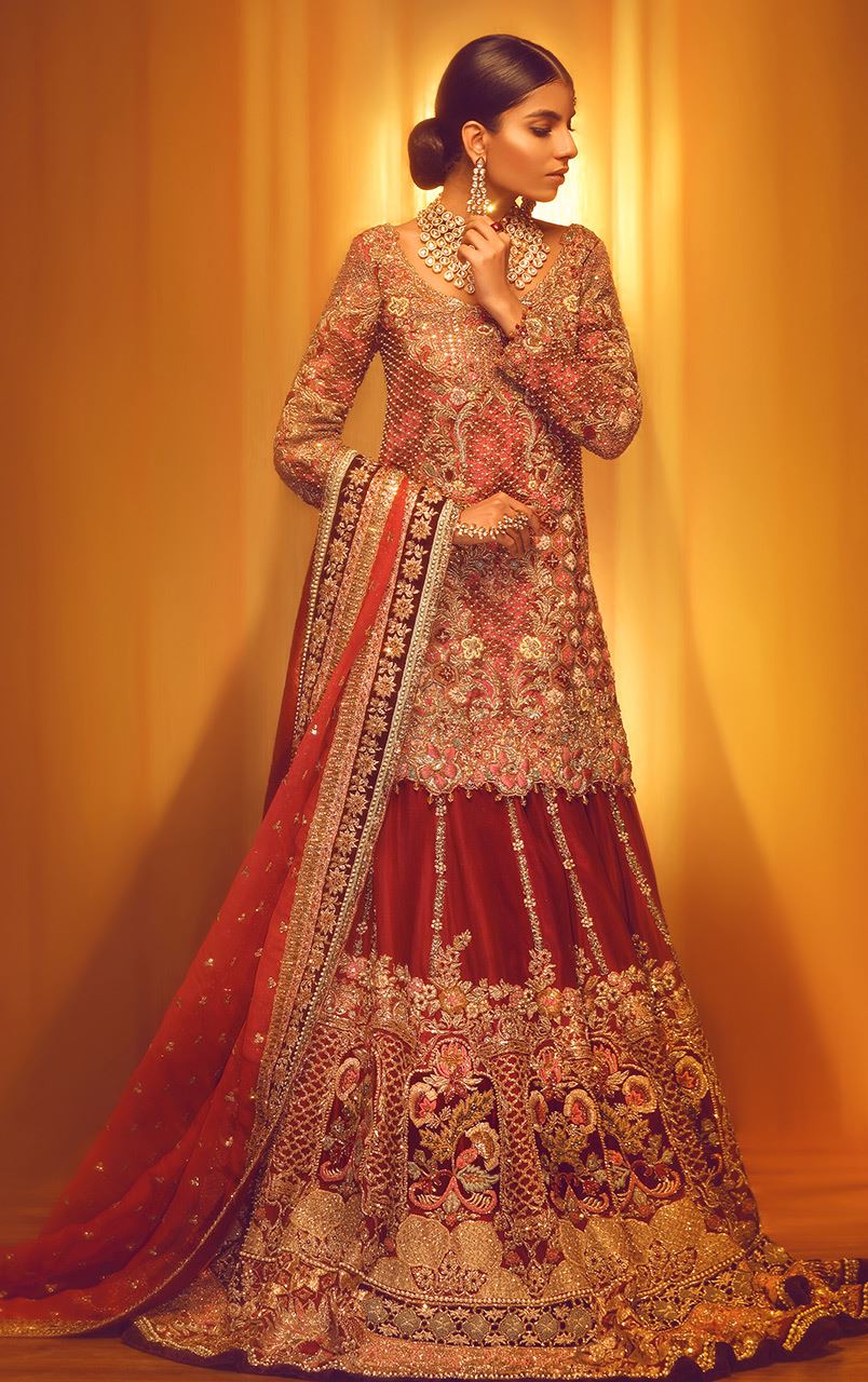 Red And Gold Pakistani Bridal  Dresses  Saddha