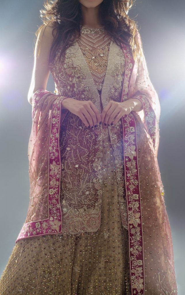 Light gold beautiful Pakistani bridal dress by latest pakistani bridal