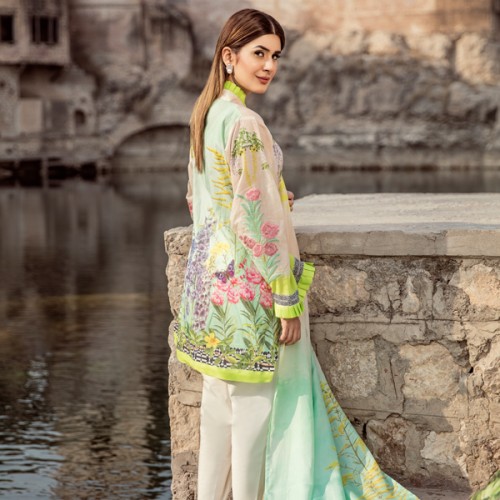 Magnificent Magnolia green Pakistani unstitched 3 piece dress by Panache pret wear 2019